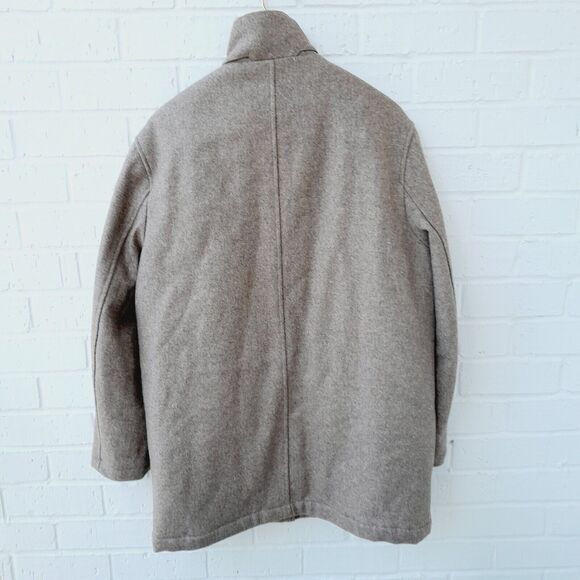 Jos. A. Bank Tan Brown High Neck Quilted Lined Heavyweight Wool Coat Jacket Sz:M - Picture 2 of 12